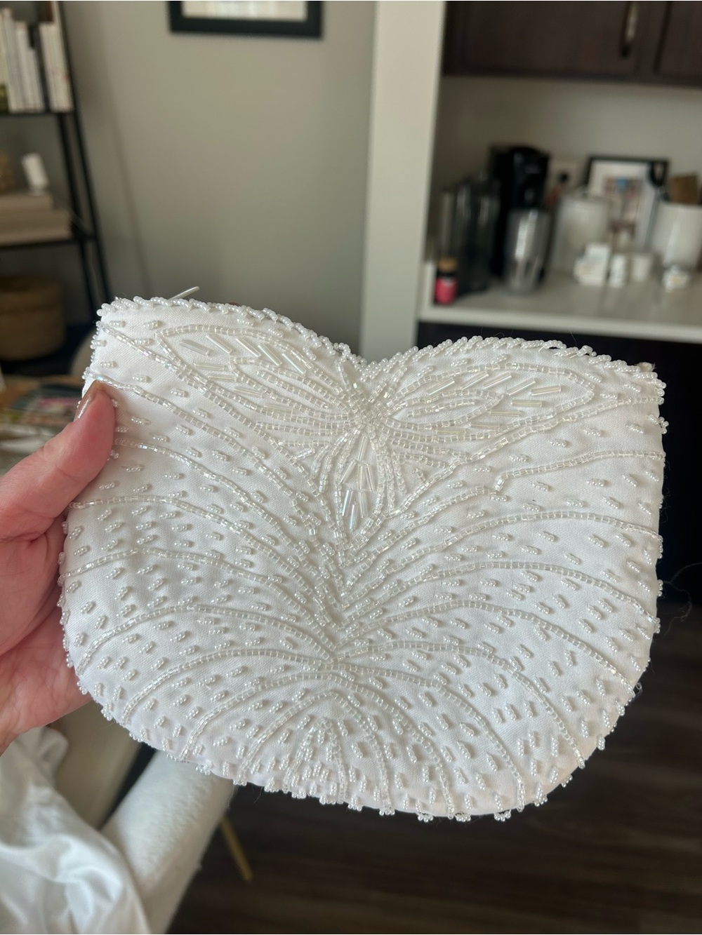 Beaded White Evening Clutch - Elegant Handheld Purse